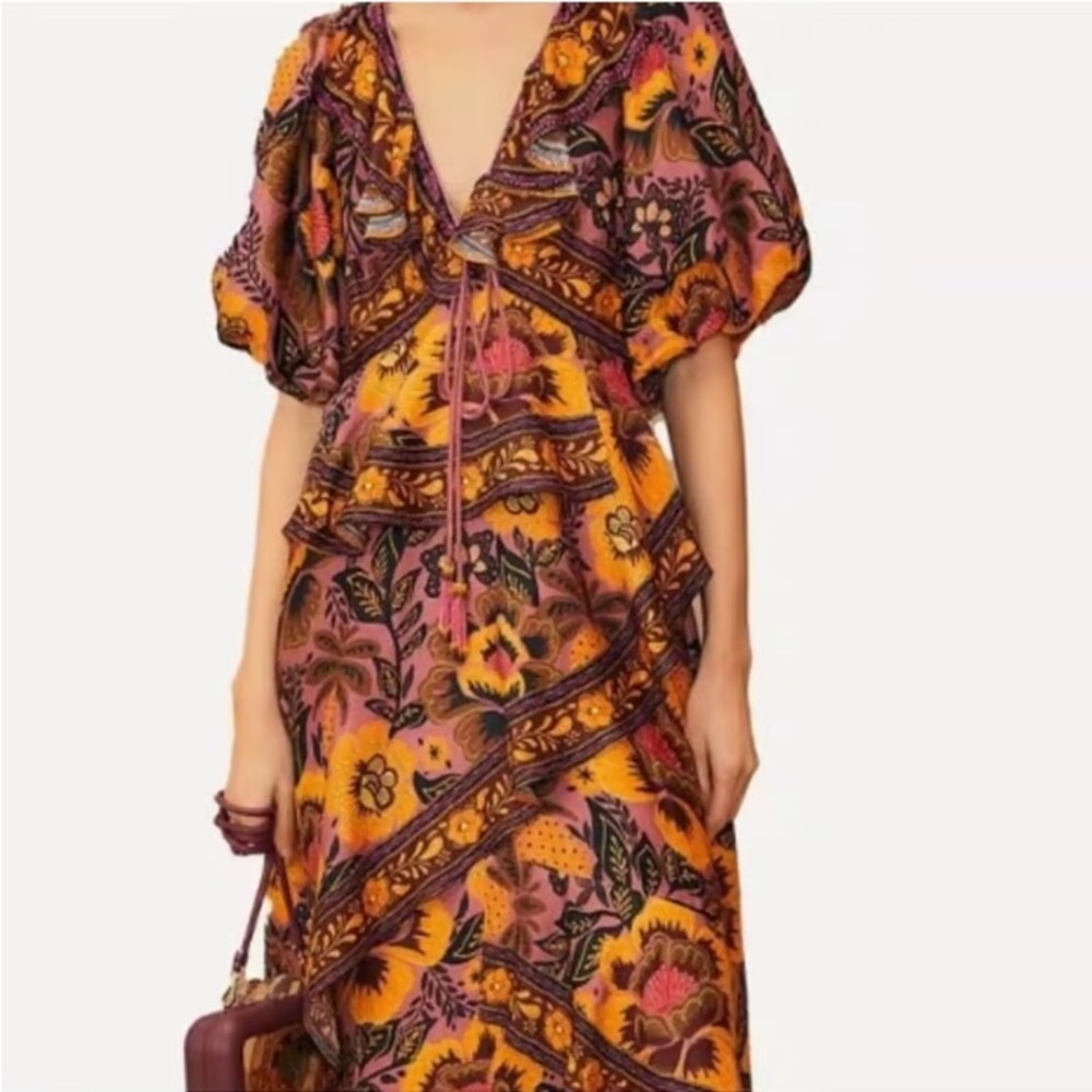 Vibrant Floral Maxi Dress in Orange and Purple